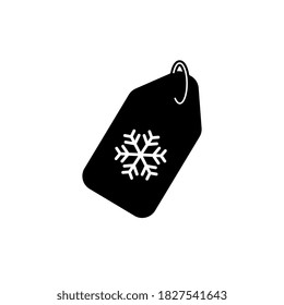 Black Price tag with snowflakes. Flat design. Vector graphics.