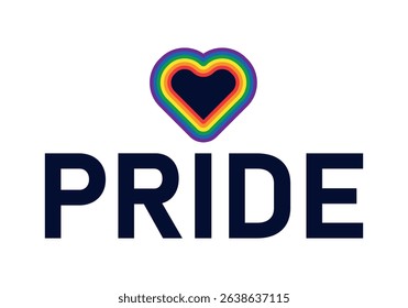 Black pride banner with a heart featuring the LGBTQ+ pride flag for Pride Month