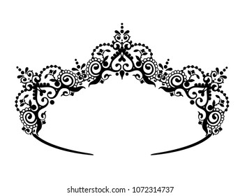 Black princess diadem on a wight background. The crown. Vector illustration.