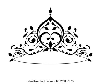 Black princess diadem on a wight background. The crown. Vector illustration.