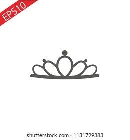 Black princess diadem on a wight background. The crown. Vector illustration. EPS 10.