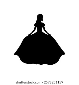 Black Princess silhouette vector illustration on white background.