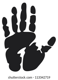 black print of a hand 