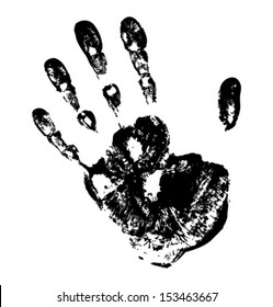 Black Print of hand, vector grunge illustration  