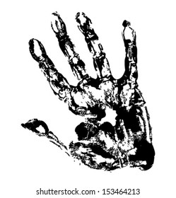 Black Print of hand, vector grunge illustration  