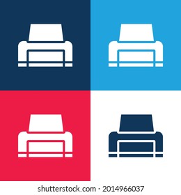 Black Printer blue and red four color minimal icon set