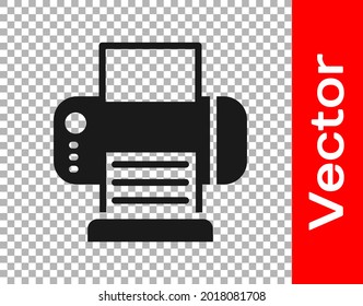 Schwarzes Druckersymbol einzeln auf transparentem Hintergrund.  Vektorgrafik