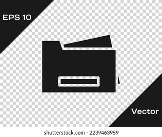 Black Printer icon isolated on transparent background.  Vector