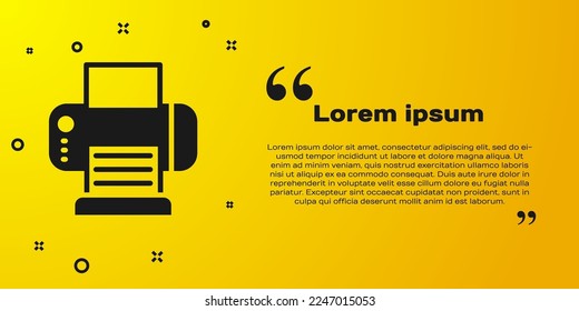 Black Printer icon isolated on yellow background.  Vector