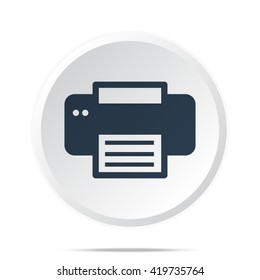 Black Printer icon on white web button