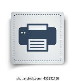 Black Printer icon on white sticker