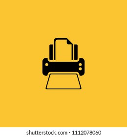 Black Printer Icon on Yellow Background