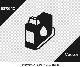 Black Printer ink cartridge icon isolated on transparent background.  Vector