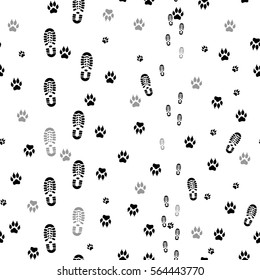 Black Prints Human Feet Dog Paws Stock Vector (Royalty Free) 564443770 ...