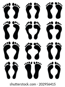 Black  prints of human feet, vector