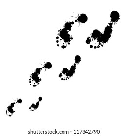 Black prints of a human foot on a white background. Vector