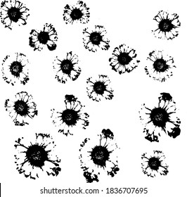 black prints of marigold flowers