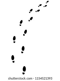 Black prints of shoes and human feet on a white background
