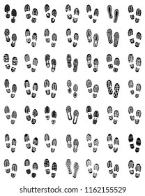 Black prints of shoes on a white background