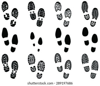 Black prints of shoes, vector