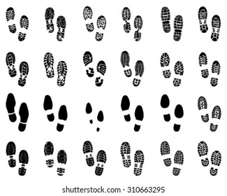Black prints of shoes, vector