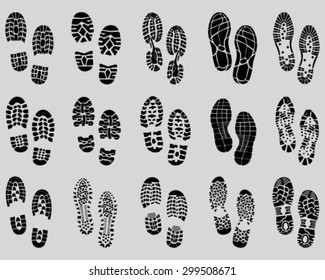 Black prints of shoes, vector Illustration