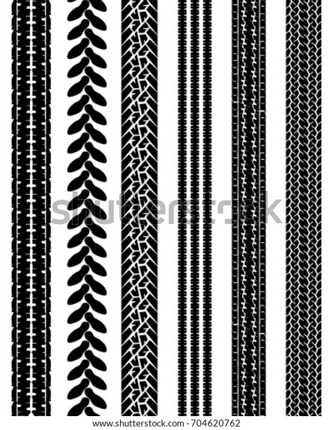 Black prints of tire cars, vector illustration,\
seamless pattern