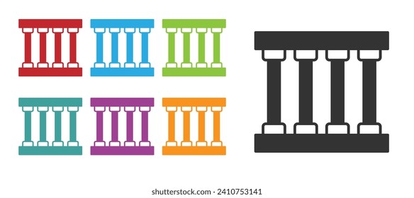 Icono de la ventana de la prisión negra aislado en fondo blanco. Indique los iconos en colores. Vector
