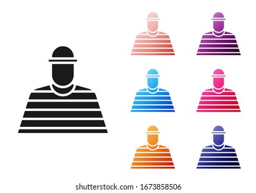 Black Prisoner icon isolated on white background. Set icons colorful. Vector Illustration