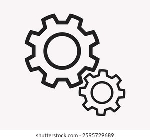 Black process icon vector line, Gear Process. Two gears wheel with flat design style vector illustration.
