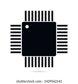 Black Processor icon isolated on white background. CPU, central processing unit, microchip, microcircuit, computer processor, chip. Vector Illustration