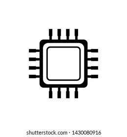 Black Processor icon isolated on white background. CPU chip processor icon vector