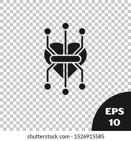 Black Processor icon isolated on transparent background. CPU, central processing unit, microchip, microcircuit, computer processor, chip.  Vector Illustration
