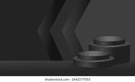 cena de maquete de produto preto com fundo abstrato, modelo, banner- ilustração vetor