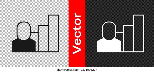 Black Productive human icon isolated on transparent background. Idea work, success, productivity, vision and efficiency concept.  Vector