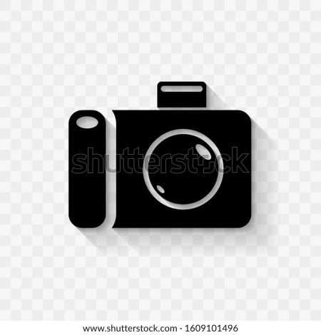 Black Proffesional Camera Icon with Flat Shadow