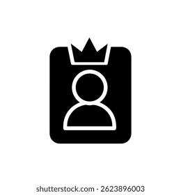 Black Profile Avatar Icon with Crown in Top Left Corner for Premium User