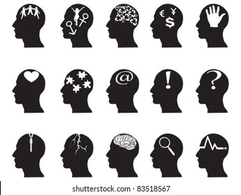 black profiles with idea symbols