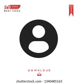 black profile-user  icon vector isolated on white background. Graphic design, material design, 2019 year best selling icons, mobile application, UI / UX design, EPS 10 format vector