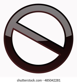 Black Prohibition sign 3D Icon at the white background. Do Not Symbol for your Business Presentation. Vector Isolated illustration
