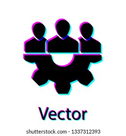Black Project team base icon isolated on white background. Business analysis and planning, consulting, team work, project management. Developers. Vector Illustration