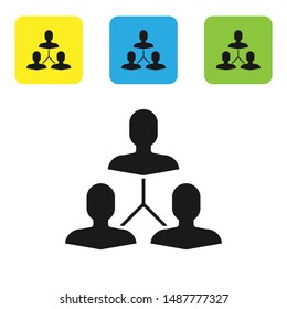 Black Project team base icon isolated on white background. Business analysis and planning, consulting, team work, project management. Set icons colorful square buttons. Vector Illustration