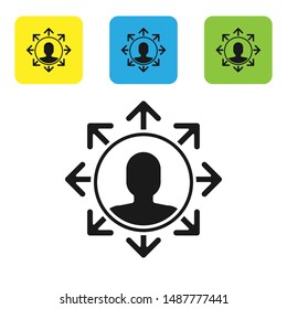 Black Project team base icon isolated on white background. Business analysis and planning, consulting, team work, project management. Set icons colorful square buttons. Vector Illustration