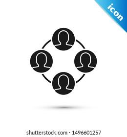 Black Project team base icon isolated on white background. Business analysis and planning, consulting, team work, project management.  Vector Illustration