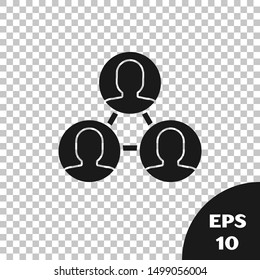 Black Project team base icon isolated on transparent background. Business analysis and planning, consulting, team work, project management.  Vector Illustration