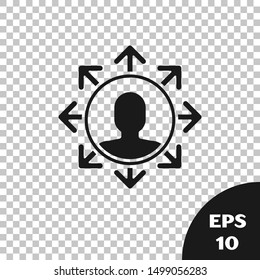 Black Project team base icon isolated on transparent background. Business analysis and planning, consulting, team work, project management.  Vector Illustration