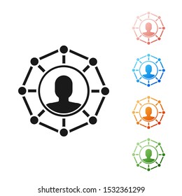 Black Project team base icon isolated on white background. Business analysis and planning, team work, project management. Developers. Set icons colorful. Vector Illustration