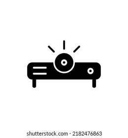 Black projector icon isolated on white background