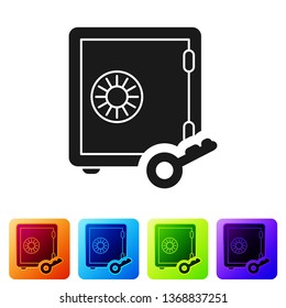 Black Proof of stake icon isolated on white background. Cryptocurrency economy and finance collection. Set icon in color square buttons. Vector Illustration