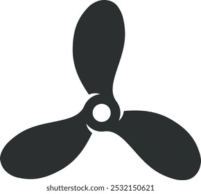 Ein schwarzer Propellerlüfter mit weißem Hintergrund